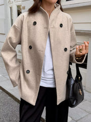 Double-Breasted Dropped Shoulder Jacket Trendsi