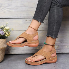 Toe Post Wedge Sandals OutfitFlow