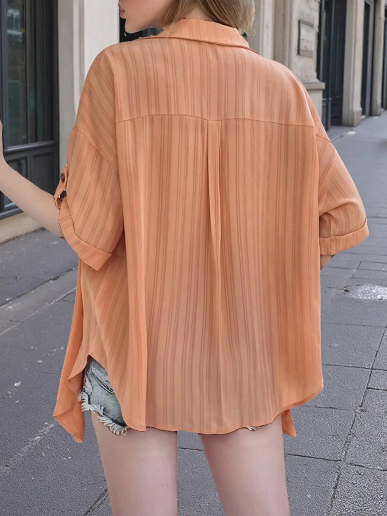 Open Front Half Sleeve Cardigan OutfitFlow