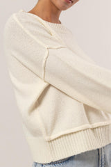 Outfit Flow - HYFVE Round Neck Dropped Shoulder Ribbed Sweater