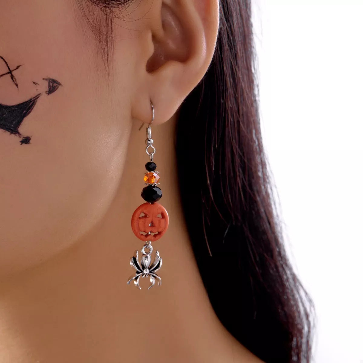 Halloween Spider Pumpkin Drop Earrings OutfitFlow