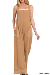 Zenana Knit Waffle Wide Leg Overalls OutfitFlow