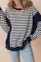 Outfit Flow - Striped Round Neck Long Sleeve Sweatshirt