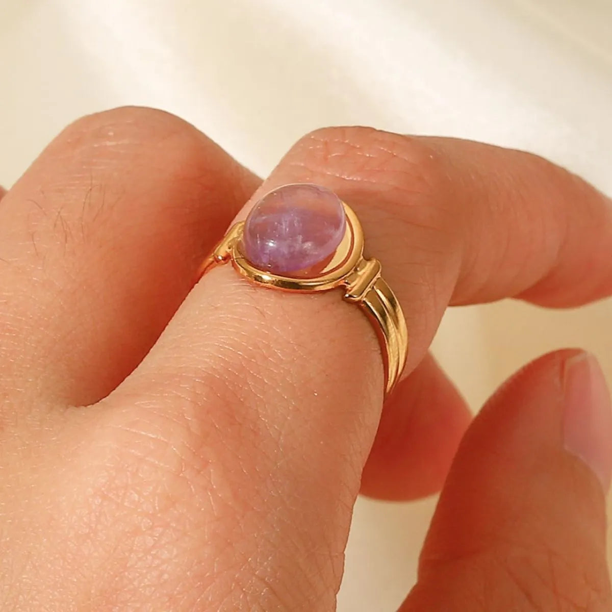 Vintage Natural Stone Gold Plated Adjustable Ring OutfitFlow