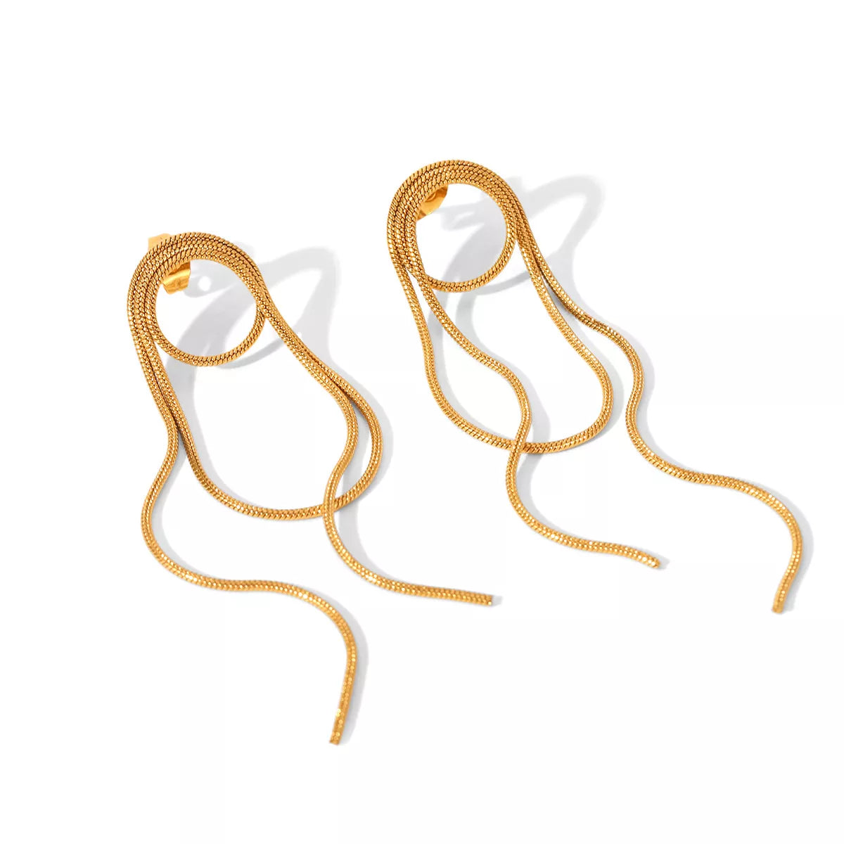 18K Gold-Plated Hoop Chain Earrings OutfitFlow