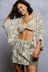 POL Crochet Knit Lightweight Cardigan Trendsi