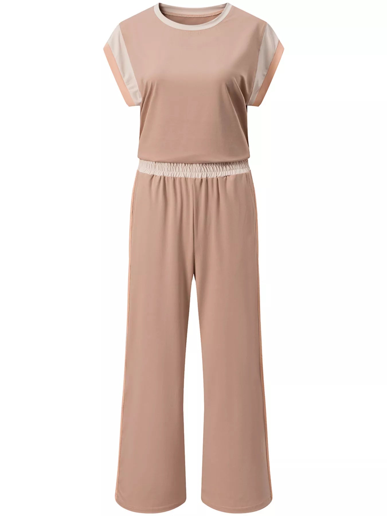 Color Block Detail Casual Two-piece Set OutfitFlow