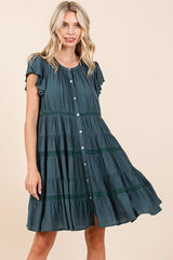 Mittoshop Lace Detail Ruffled Button Down Tiered Dress OutfitFlow