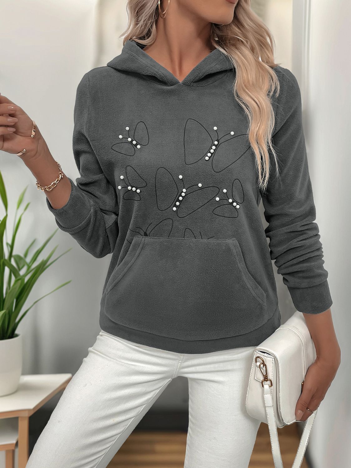 Outfit Flow - Perfee Pearl Butterfly Long Sleeve Hoodie