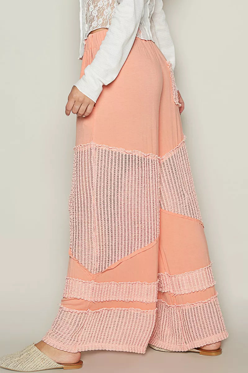POL Drawstring Elastic Waistband Wide-Leg Pants OutfitFlow
