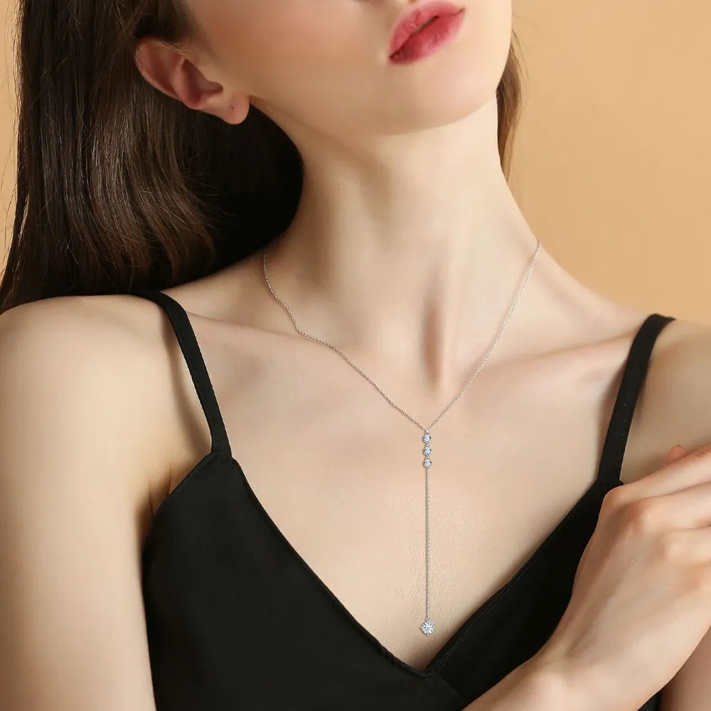 1.3 Carat Moissanite 925 Sterling Silver Drop Necklace OutfitFlow