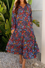 Floral Print Flounce Sleeve Dress OutfitFlow