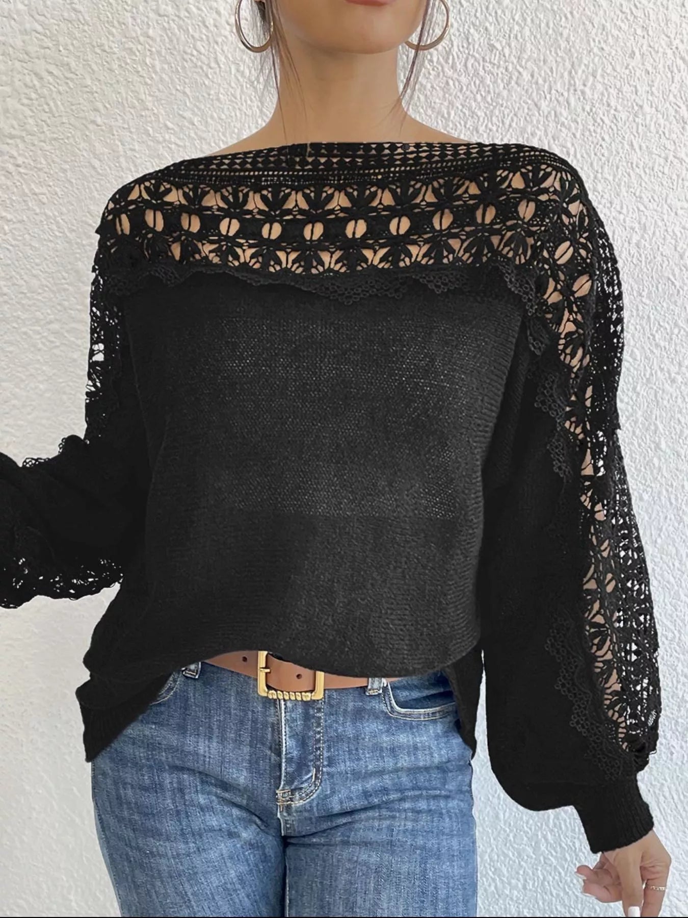 Crochet Long Sleeve Sweater OutfitFlow