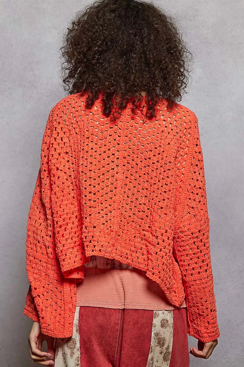 POL Open Front Cardigan with Crochet Patterns OutfitFlow