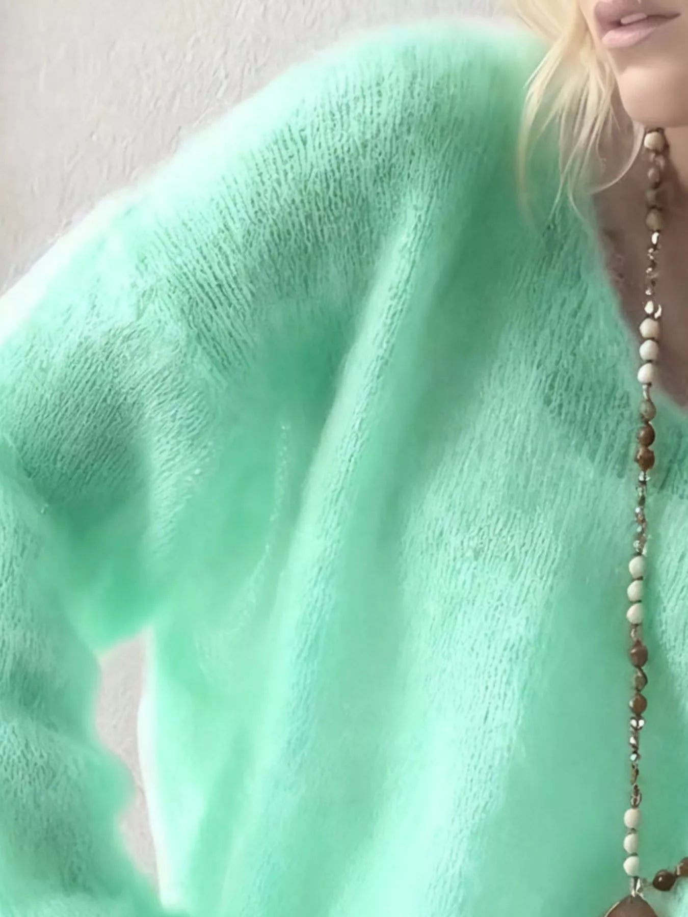 V-Neck Dropped Shoulder Sweater OutfitFlow