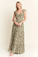 Jade By Jane Ruffle Sleeve Tiered Maxi Dress OutfitFlow
