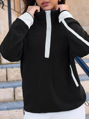 Half Zip Dropped Shoulder Sweatshirt OutfitFlow