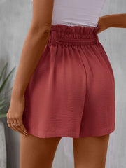 Tied Solid Color Shorts OutfitFlow