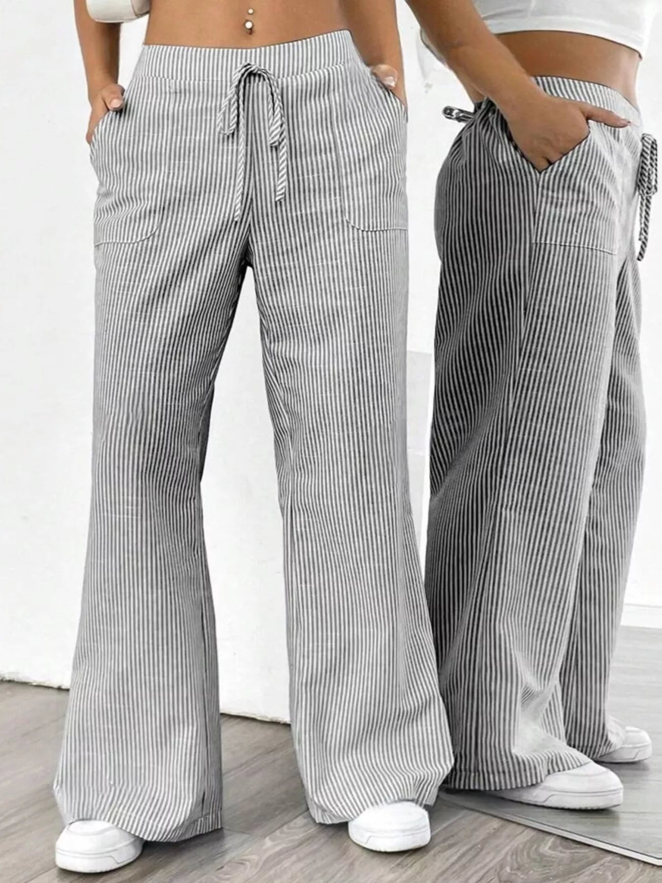 Striped Wide Leg Pants OutfitFlow