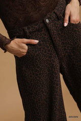 Umgee Leopard Print Wide Leg Pants OutfitFlow