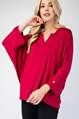 Outfit Flow - Celeste Full Size Notched Three-Quarter Sleeve Blouse