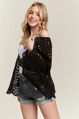 ADORA Leaf Pattern Crochet Cardigan OutfitFlow
