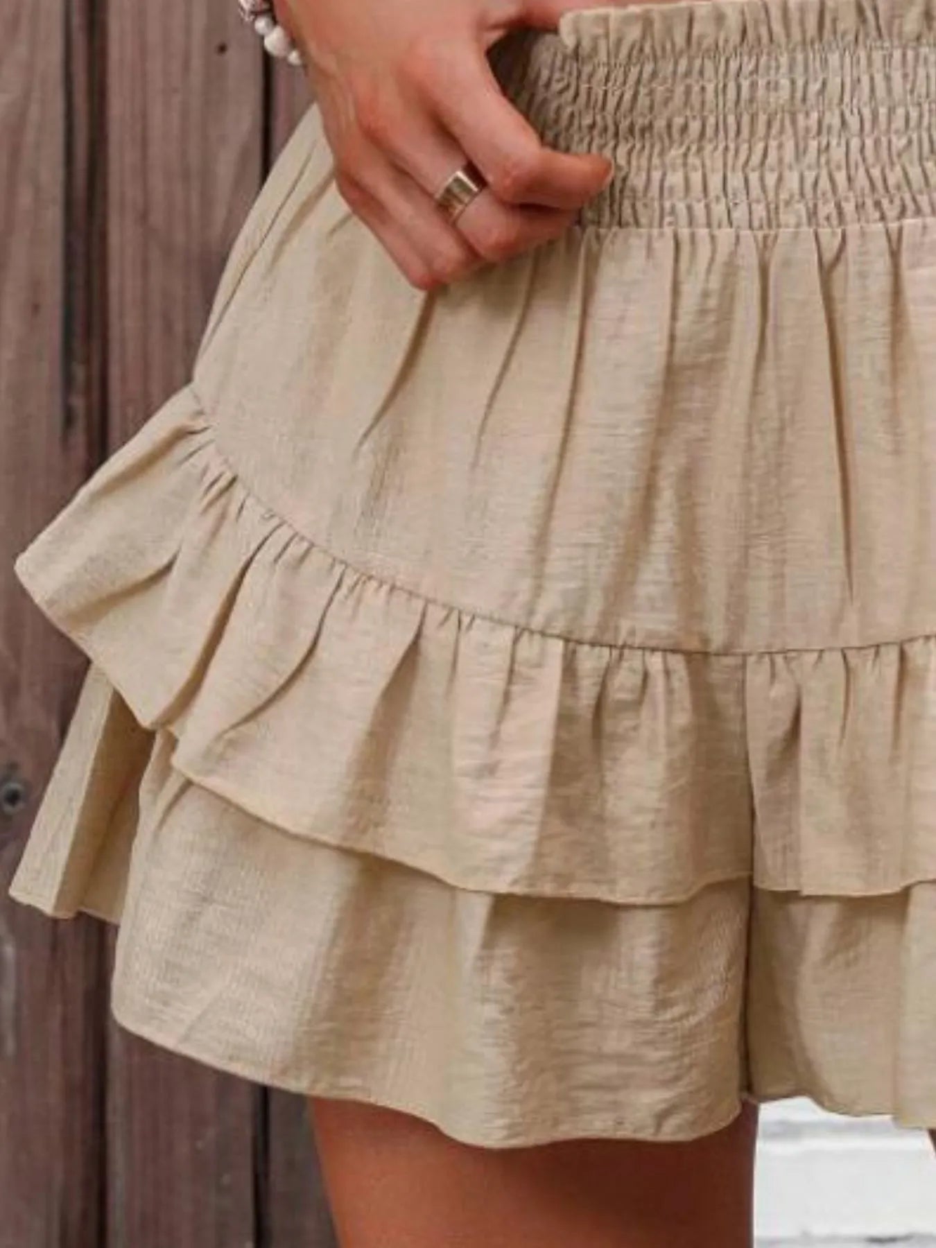 Ruffle Layered High Waist Casual Skort OutfitFlow