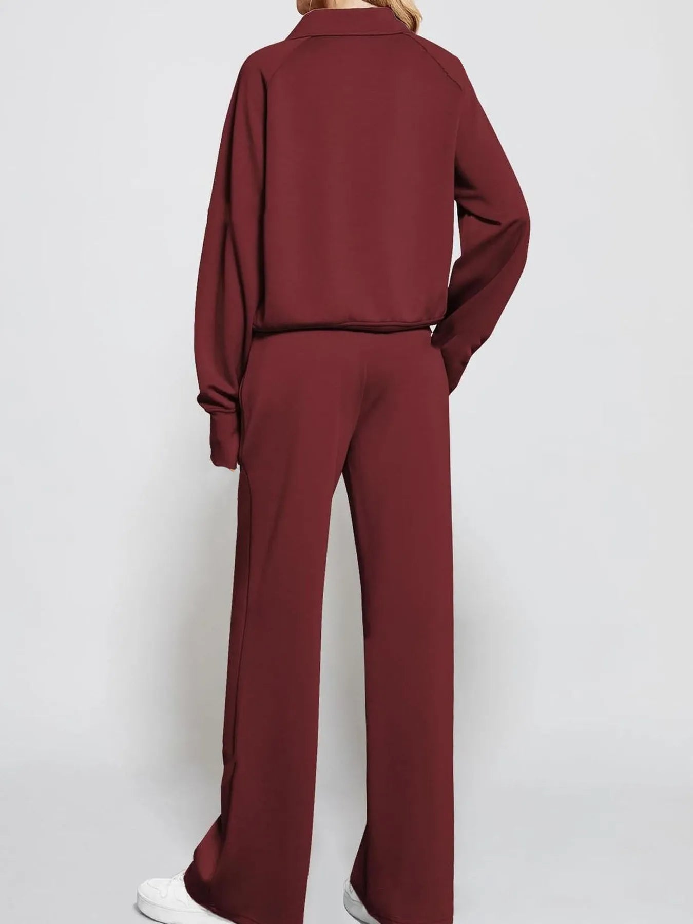 Half Zip Long Sleeve Top and Pants Set OutfitFlow