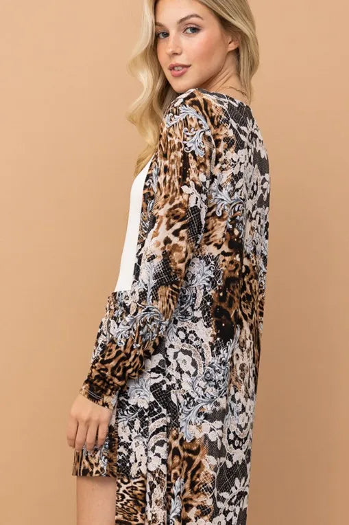 And The Why Animal Print Kimono and Shorts Set OutfitFlow