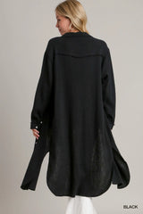 Umgee Cotton Gauze Button Down Shirt Dress Trendsi