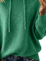 Drawstring Long Sleeve Hooded Sweater Trendsi