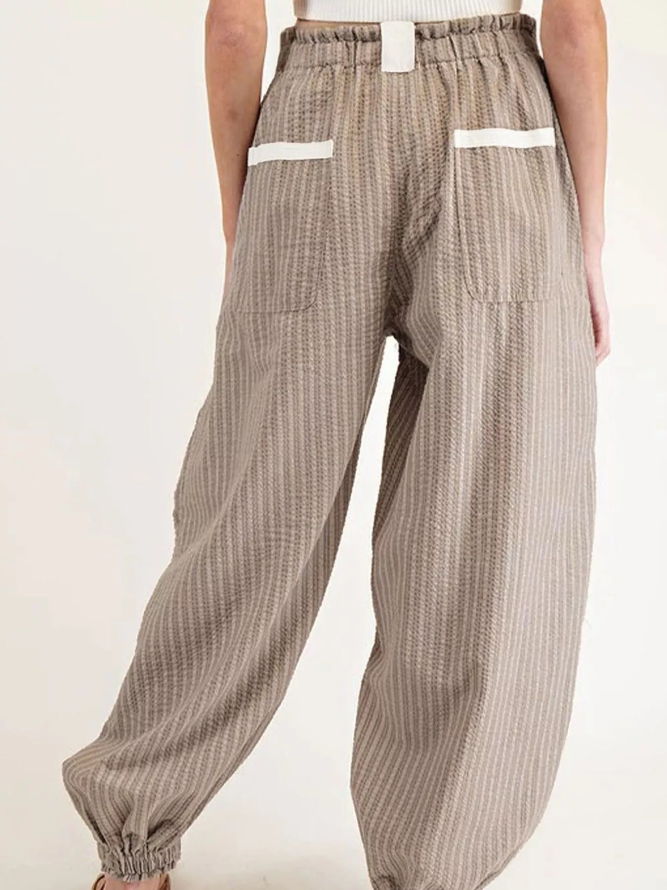 Stripe Drawstring Cargo Jogger Pants with Pockets OutfitFlow