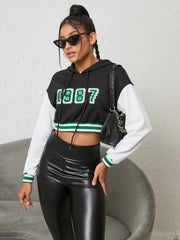 Outfit Flow - 1987 Graphic Cropped Hoodie