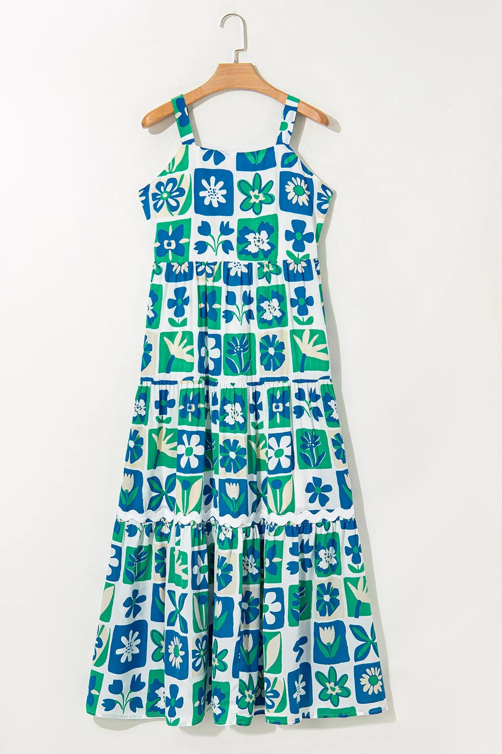 Floral Mixed Pattern Ruffle Flutter Sleeve Buttoned Dress OutfitFlow