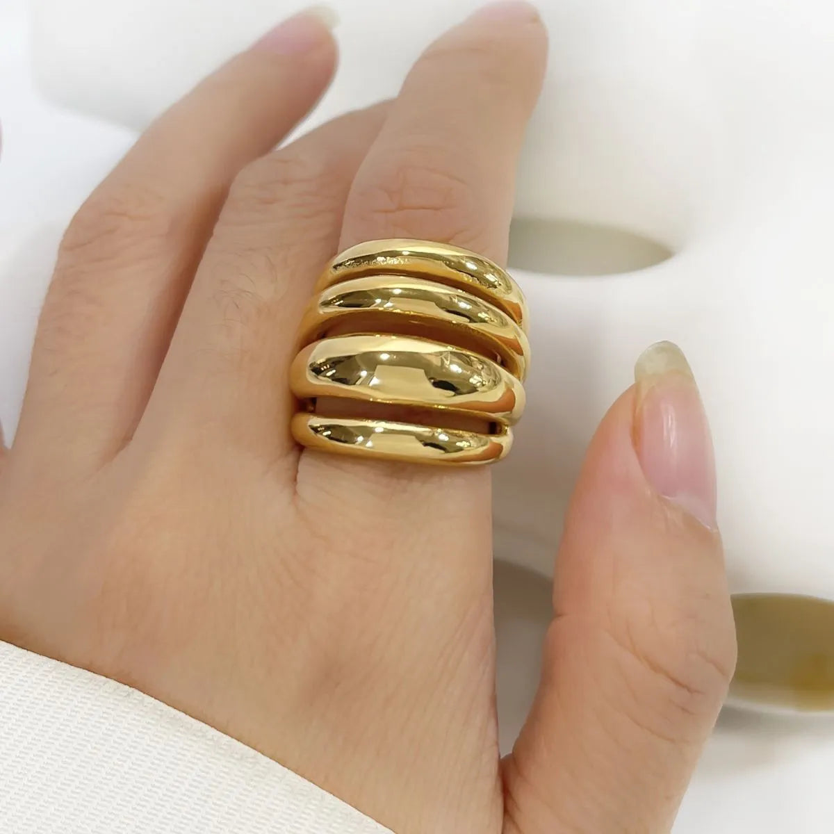 18K Gold-Plated Multi-Layer Statement Ring OutfitFlow