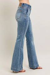 Judy Blue Full Size High-Waist Flare Denim Jeans with Front Seam Detail Plus Size OutfitFlow