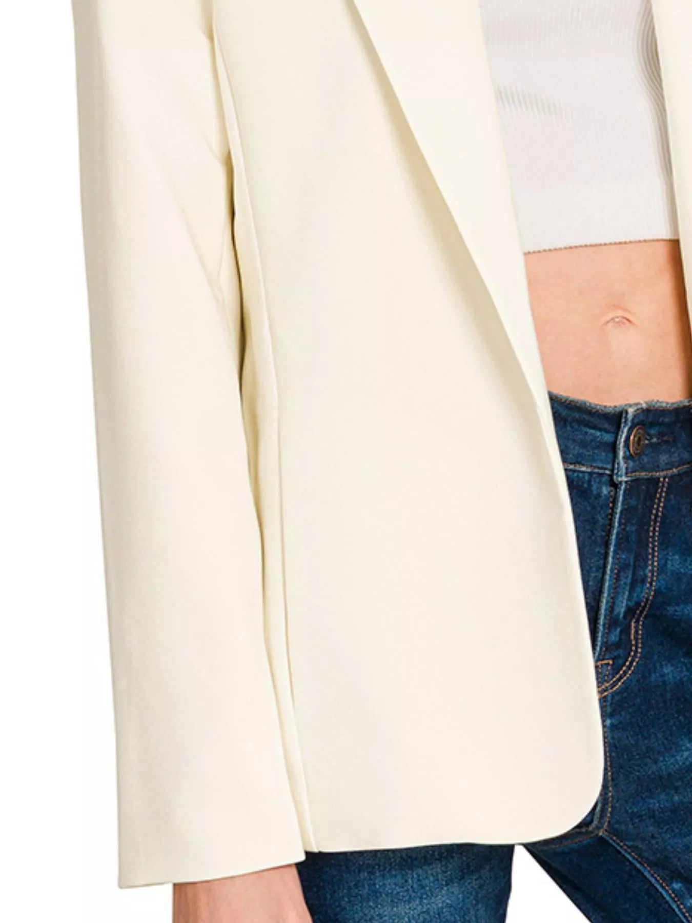 Zenana Woven Long Sleeve Blazer With Lining OutfitFlow