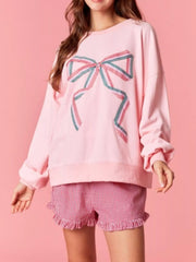 Bow Crew Neck Sweatshirt OutfitFlow