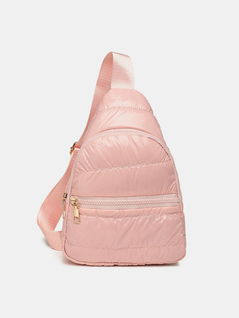 Outfit Flow - Quilted Adjustable Strap Puffy Sling Bag