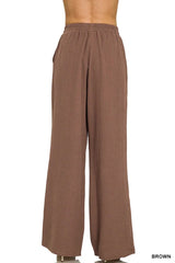 Zenana Double Gauze Elastic Band Pants Trendsi