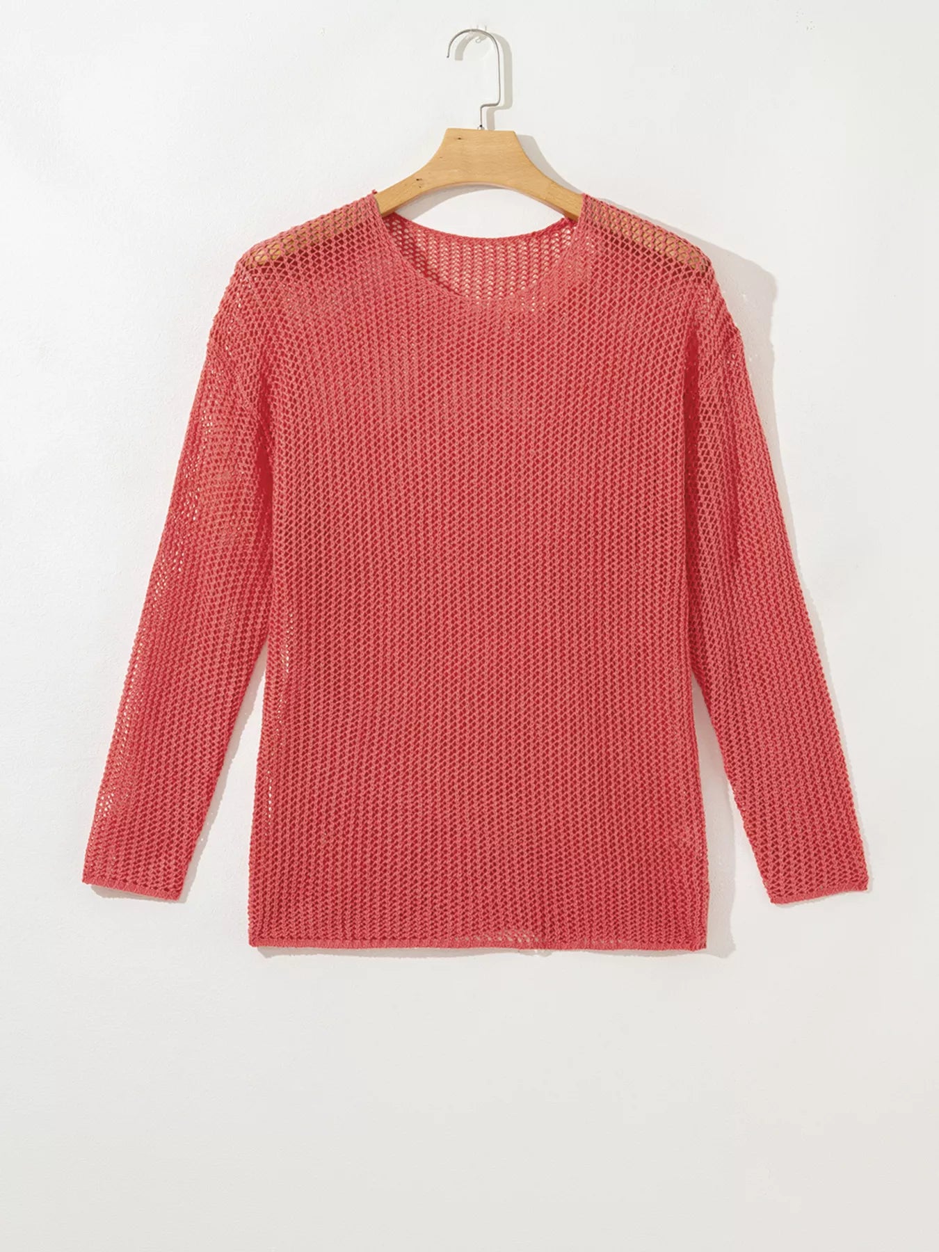Crochet Hollow Out Long Sleeve Knit Top OutfitFlow