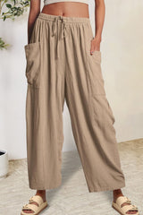 Outfit Flow - Full Size Pocketed Drawstring Wide Leg Pants