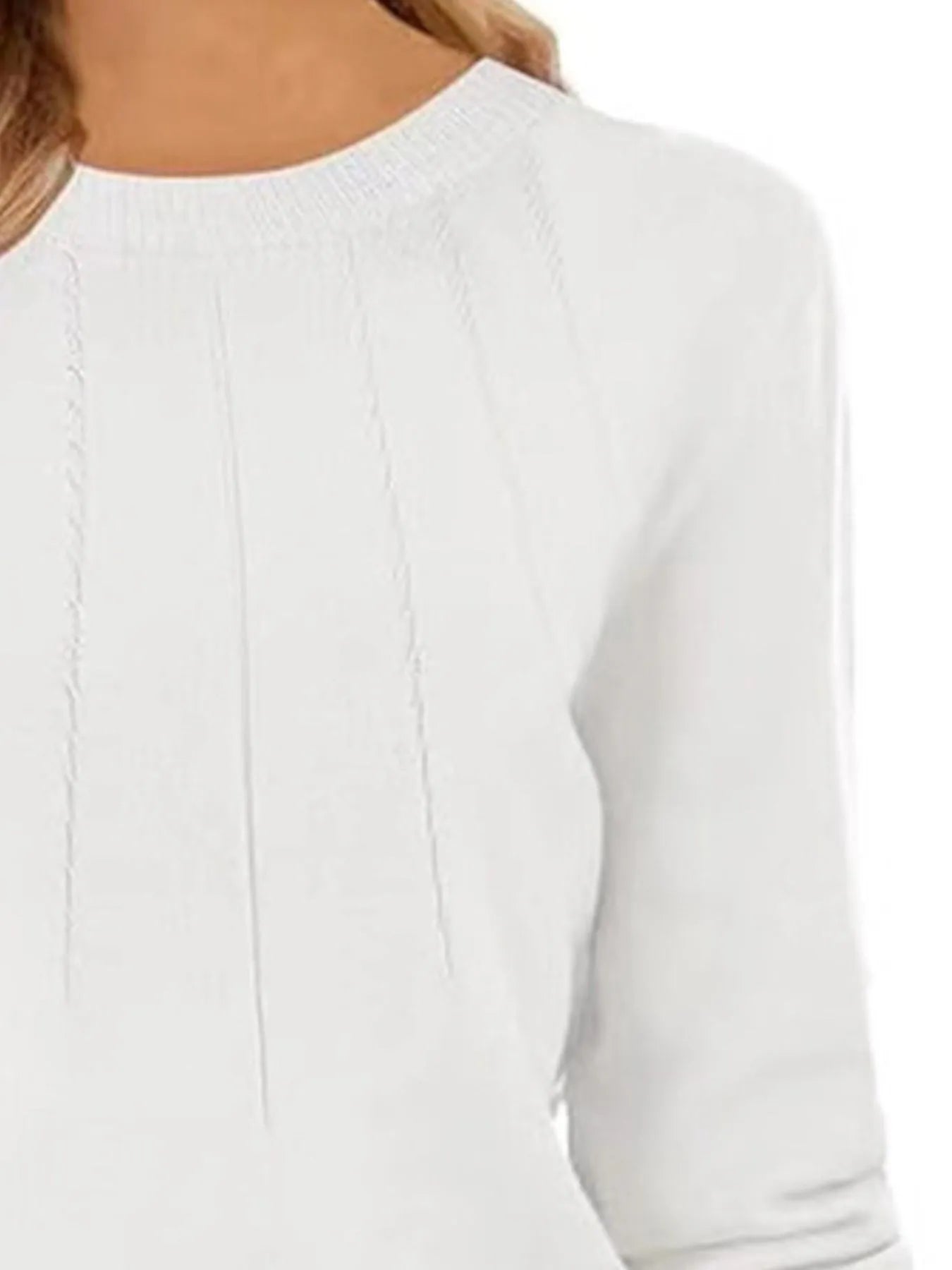 Ribbed Hem Long Sleeve Sweater OutfitFlow