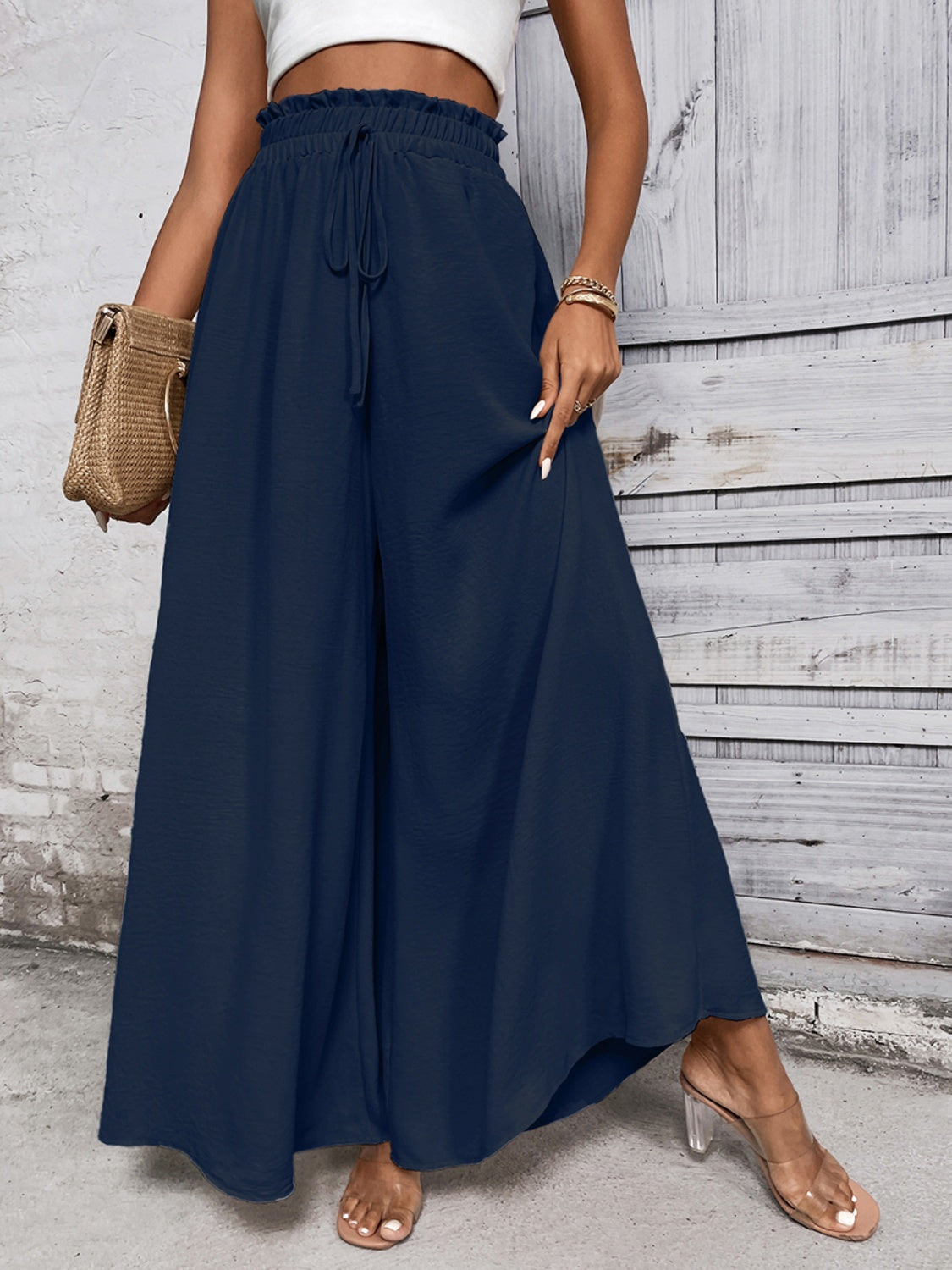 Outfit Flow - Honey Tied High Waist Wide Leg Pants