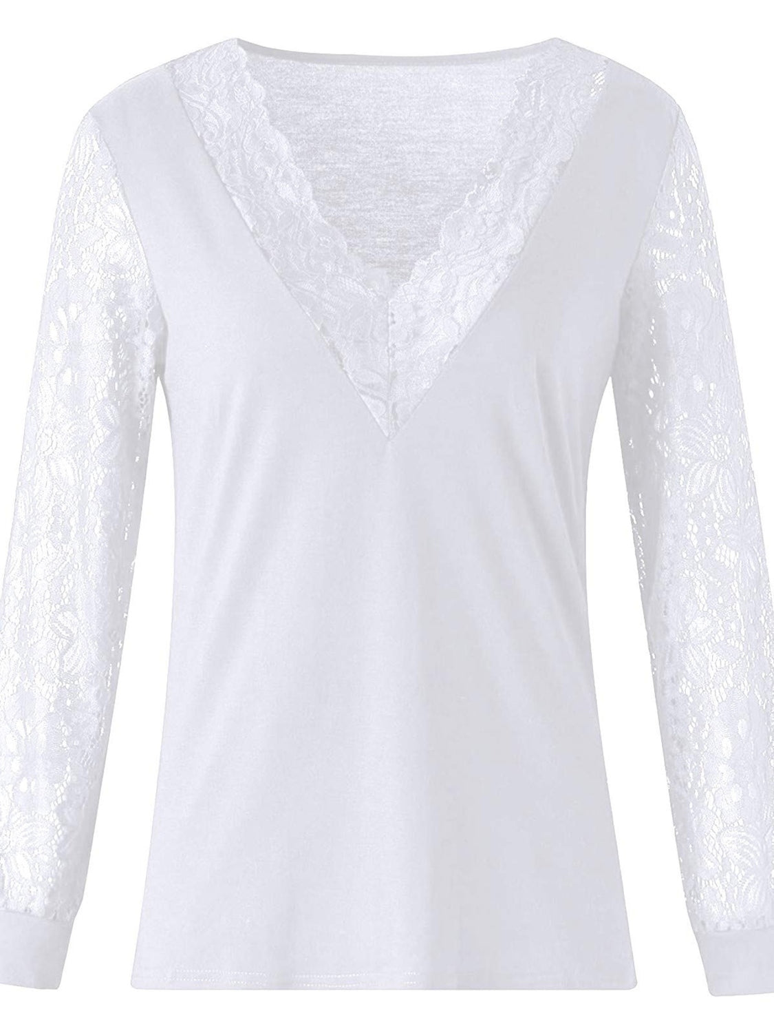 Outfit Flow - Full Size Lace Detail V-Neck Long Sleeve Blouse