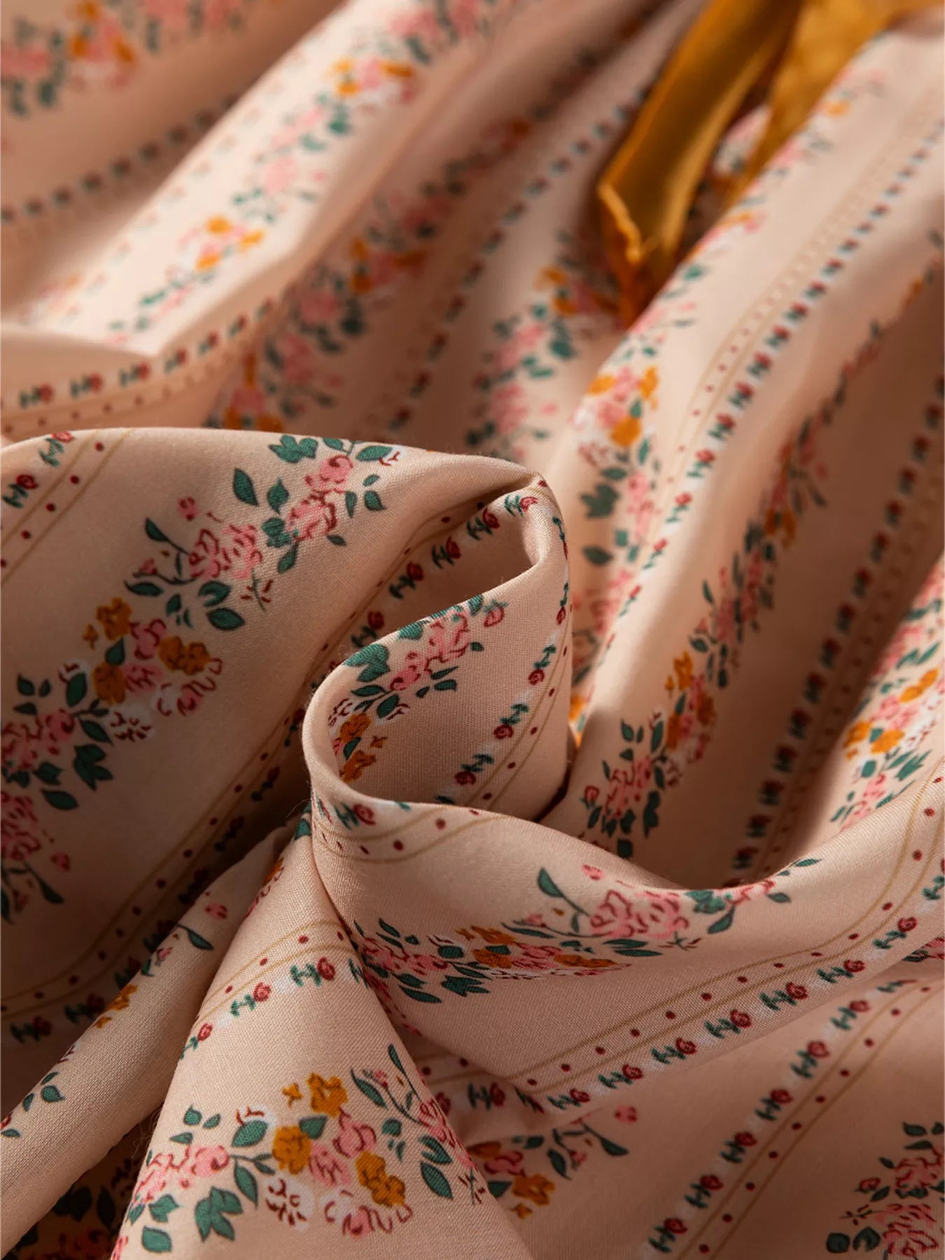 Floral Print Bow Lace Patchwork Long Sleeve Loose Mini Dress Trendsi