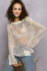 POL Openwork Round Neck Knit Cover Up OutfitFlow