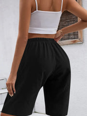 Casual Drawstring Wide Leg Shorts OutfitFlow