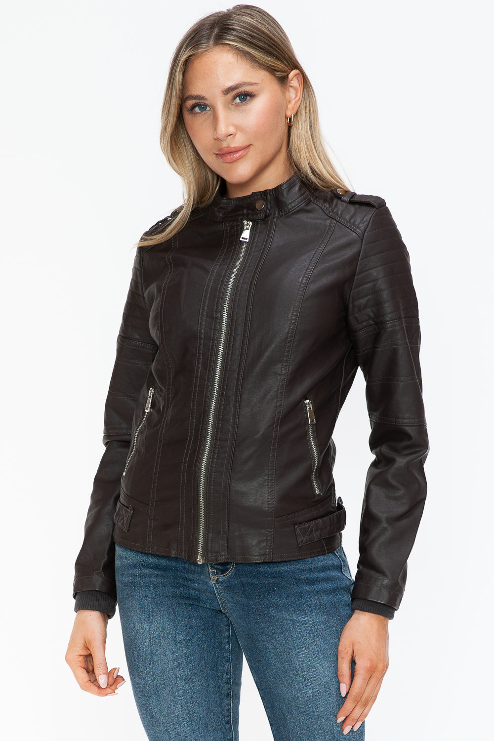 Outfit Flow - Snobbish PU Leather Biker Jacket with Side Zip Pockets