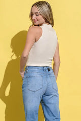 And The Why Basic Rib Cross Halter Neck Tank Top OutfitFlow